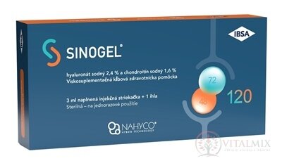 SINOGEL viskoelastický intraartrikulární roztok, v předplněné injekční stříkačce s jehlou 1x3 ml