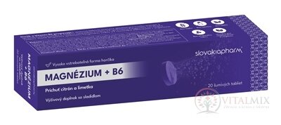 Slovakiapharm Magnesium + B6 šumivé tablety, příchuť citron a limetka 1x20 ks