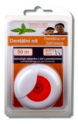 SOFTdent Dentální nit voskovaná as mátou, 50 m, 1x1 ks
