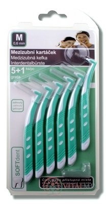 SOFTdent Mezizubní kartáček M 0,6 mm zahnutá 5 + 1 gratis (1x6 ks)