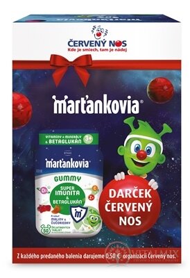 STADA Marťánci GUMMY Super Imunita &amp; Betaglukan želatinové tablety, příchuť malina a borůvka 50 ks + dárek červený nos, 1x1 set