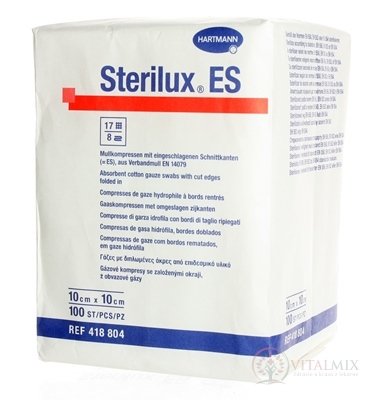 Sterilux ES NEST. kompres nesterilní, se založenými okraji 17 vláken 8 vrstev (10cmx10cm) 1x100 ks