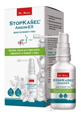 STOPKAŠEĽ angíny-EX - Dr.Weiss sprej na bolest v krku 1x30 ml