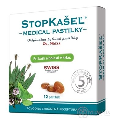 STOPKAŠEĽ Medical PASTILKY - Dr.Weiss při kašli a bolesti v krku 1x12 ks