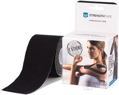 STRENGTHTAPE Kinesio tejpovací páska černá, 5 cm x 5 m, nepredstrihaná, 1x1 ks