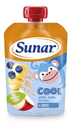 Sunar COOL Jablko, Banán, Borůvka + OVOS ovocno-obilný příkrm (od ukonč. 12. měsíce) 1x110 g