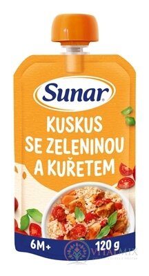 Sunar příkrm KUSKUS SE ZELENINOU A KUŘECÍM MASEM zeleninovo-masový (od ukonč. 6. měsíce) 1x120 g