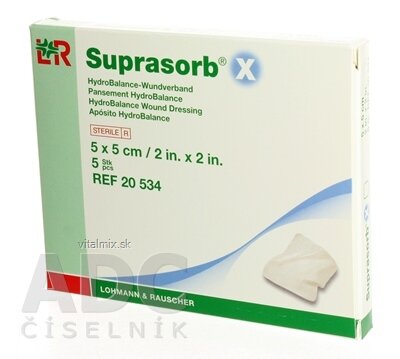 SUPRASORB X KRYTÍ NA RÁNY kompresy hydrobalančné - vlhké hojení (5x5 cm) 1x5 ks