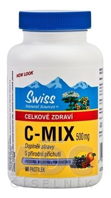 SWISS C-MIX 500 mg pastilky (s příchutí hroznů, maliny a pomeranče) 1x90 ks