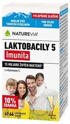 SWISS NATUREVIA LAKTOBACILY &quot;5&quot; Imunita cps s vitaminem C (10% zdarma) 1x66 ks