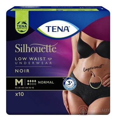 TENA Silhouette Normal Noir M černé dámské natahovací inkontinenční kalhotky 1x10 ks