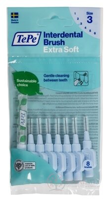 TePe Mezizubní kartáček 0,6 mm Extra Soft size 3 (světle modrá) 1x8 ks