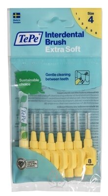 TePe Mezizubní kartáček 0,7 mm Extra Soft size 4 (světle žlutý) 1x8 ks