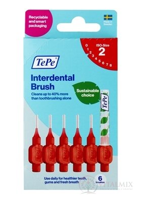 TePe mezizubní kartáčky 0,5 mm size 2 (červené) krabička 1x6 ks