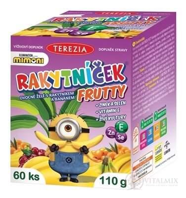 TEREZIA RAKYTNÍČEK FRUTTY ovocné želé s rakytníkem a banánem, MIMONI 1x60 ks