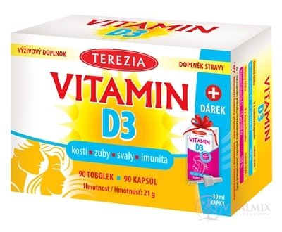 TEREZIA VITAMIN D3 1000 IU cps 1x90 ks + dárek kapky Vitamin D3 BABY 400 IU 1x10 ml, 1x1 set