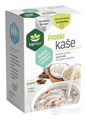 topnatur Probio KAŠE Kokos s belgickou čokoládou rýžová kaše 3x60 g (180 g)