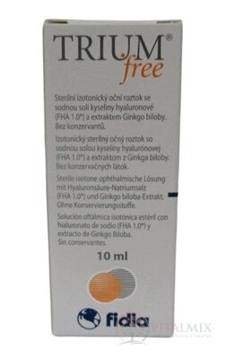 TRIUM free oční kapky s obsahem kyseliny hyaluronové a extraktu z Ginko biloby (inov. 2022) 1x10 ml