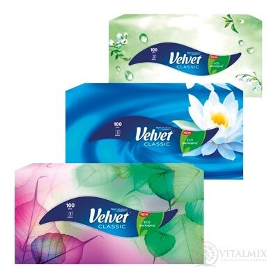 Velvet CLASSIC box papírové kapesníky 2-vrstvé, 1x100 ks
