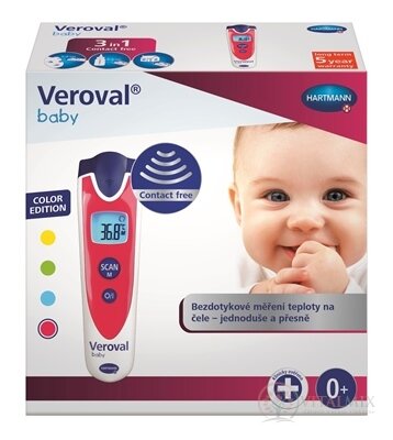 VEROVAL Baby Bezdotykový infračervený teploměr digitální, červený 1x1 ks