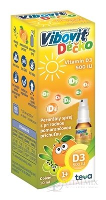 Vibovit Déčko Vitamin D3 500 IU sprej, pomerančová příchuť, 1x10 ml