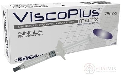 ViscoPlus Matrix 2,5% hyaluronát sodný v injekční stříkačce, viskoelastický intraartikulární roztok 1x3 ml