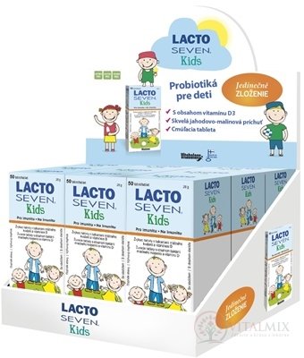 Vitabalans LACTOSEVEN Kids DISPLEJ žvýkací tablety 9x50 ks (450 ks)