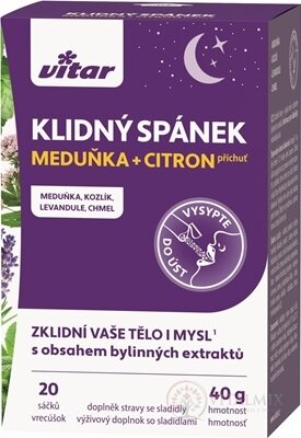 VITAR KLIDNÝ SPÁNEK prášek v sáčcích, příchuť meduňka a citron 1x20 ks