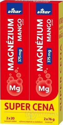 VITAR magnézium 375 mg Duopack tbl eff s příchutí manga 2x20 (40 ks) 1x1 set