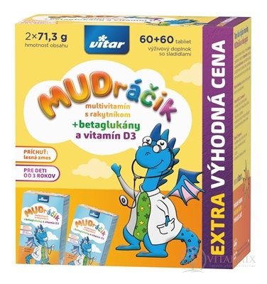 VITAR Chytráčka multivitamin s rakytníkem tbl, příchuť lesní směs 2x60 ks (120 ks)