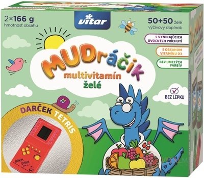 VITAR MUDráček multivitamin želé směs příchutí 2x50 ks (100 ks) + dárek: Tetris, 1x1 set