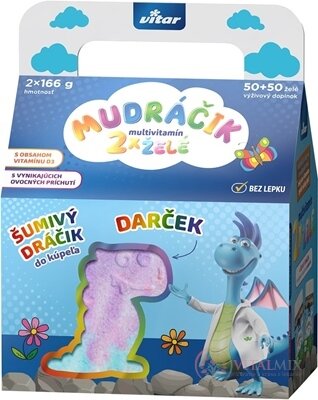 Vitar MUDRÁČEK multvitamin želé směs příchutí 2x50 ks(100ks) + dárek: šumivý dráček, chlapec, 1x1 set