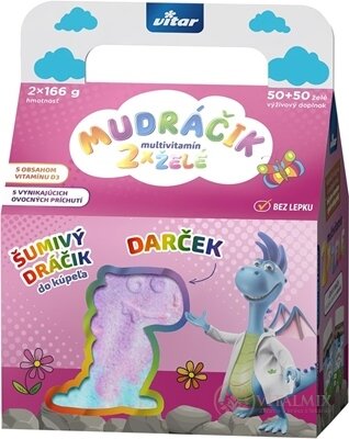 Vitar MUDRÁČEK multvitamin želé směs příchutí 2x50 ks(100ks) + dárek: šumivý dráček, holka, 1x1 set