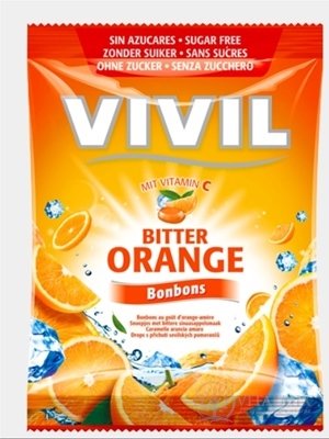 VIVIL Bonbons BITTER ORANGE drops s příchutí hořkého pomeranče s vitamínem C, bez cukru 1x80 g