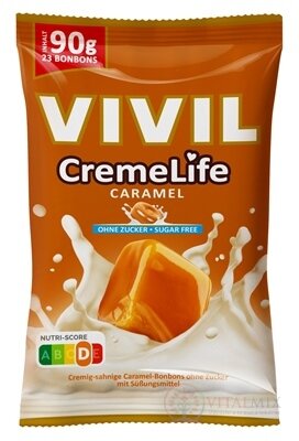 VIVIL BONBONS CremeLife CARAMEL drops se smetanově karamelovou příchutí, bez cukru 1x90 g