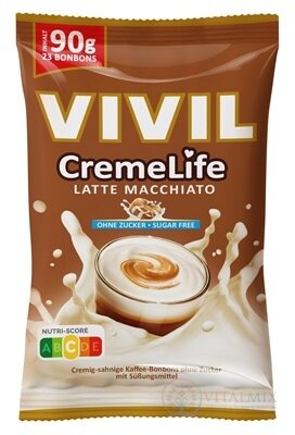 VIVIL BONBONS CremeLife LATTE MACCHIATO drops se smetanově kávovou příchutí, bez cukru 1x90 g