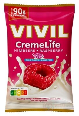 VIVIL BONBONS CremeLife Raspberry drops se smetanově malinovou příchutí, bez cukru 1x90 g