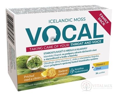 Vocal HA pastilky s příchutí medu a citronu 1x36 ks