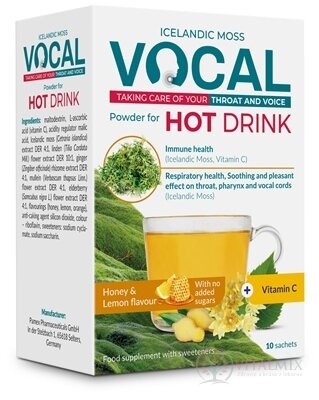 VOCAL HOT DRINK prášek pro přípravu nápoje s příchutí medu a citronu, sáčky 1x10 ks