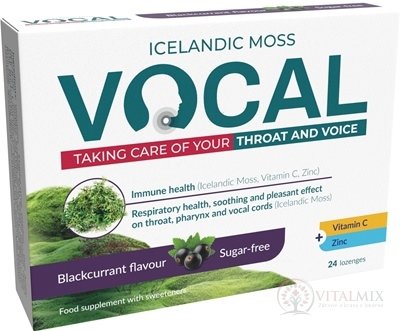 Vocal pastilky s příchutí černého rybízu, bez cukru 1x24 ks