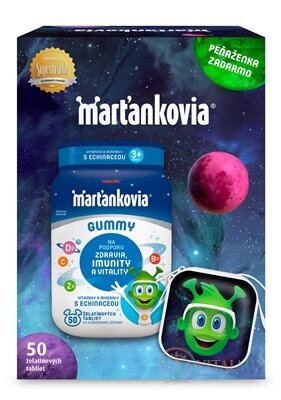 WALMARK Marťánci GUMMY s Echinaceou želatinové tablety, příchuť jahoda a třešeň 50 ks + dárek peněženka, 1x1 set