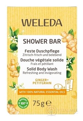 WELEDA SHOWER BAR Citrusové osvěžující mýdlo ginger + petitgrain, s esenciálními oleji 1x75 g