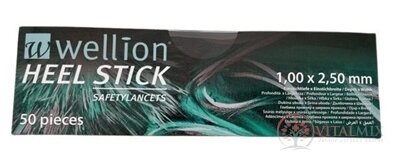 Wellion HEEL STICK - Lanceta bezpečnostní 1,00 x 2,50 mm (WELL2NEOHH), sterilní, jednorázová, 1x50 ks