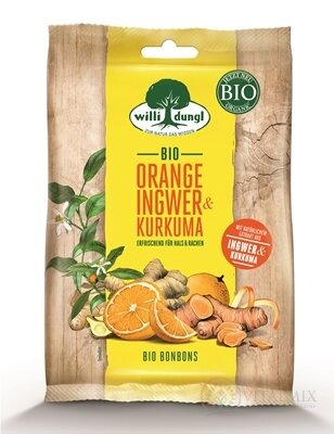 Willi dungl BIO ORANGE INGWER &amp; KURKUMA bio bylinné, plněné, furé bonbóny, Zázvor a kurkuma (inov. 2024) 1x65 g