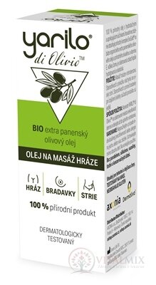 YARILO di Olivio OLEJ PRO MASÁŽ HRÁZE olivový panenský BIO, 1x30 ml