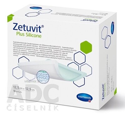 Zetuvit Plus Silicone kompres sterilní (12,5x12,5 cm) 1x10 ks