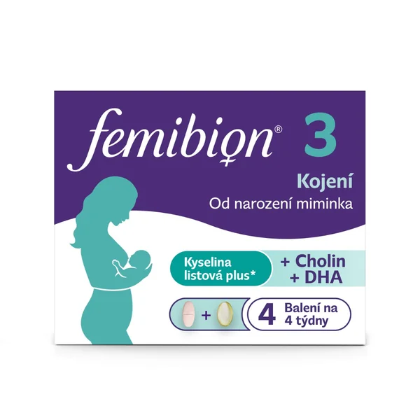 Femibion 3 Kojení tbl 28 + cps 28 (kys. Listová + vápník, vitamíny a minerály + DHA) 1x56 ks