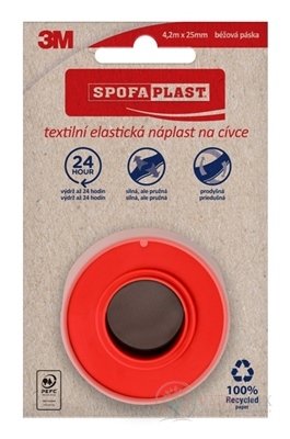 3M SPOFAPLAST č.132N Textilní elastická náplast 4,2 mx 2,5 cm, béžová, na cívce 1x1 ks