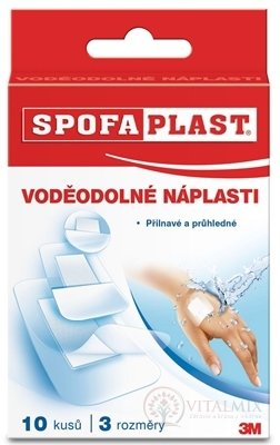 3M Spofaplast č.190 Voděodolné náplasti mix 3 velikostí, transparentní fólie, 1x10ks