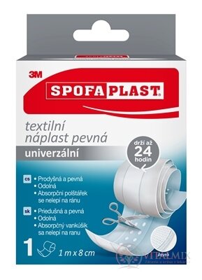 3M SPOFAPLAST č.264 Textilní náplast pevná univerzální, rychloobvaz, 1m x 8cm, 1x1 ks